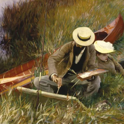 Obrázok produktu pre John Singer Sargent Art Print Obraz - Štúdia v exteriéri, Paul Helleu kreslí so svojou ženou, 1889 (70 x 70 cm)