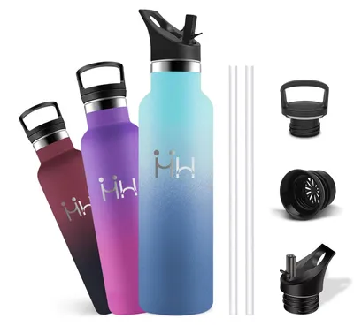 Produktbild von Edelstahl Trinkflasche 1l, Isolierflasche 24h kalt, 12h warm, BPA-frei,