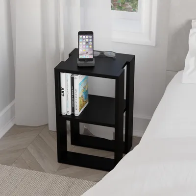Produktbild von DECORTIE Lonie Moderner Nachttisch, Schwarz Bute, 34 x 30 x 55 cm
