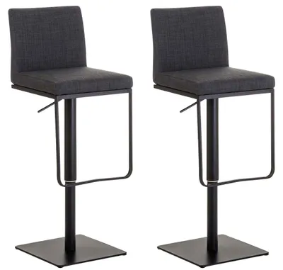 Produktbild von CLP 2er Set Barhocker Panama Stoff höhenverstellbar und drehbar dunkelgrau Gestell Farbe schwarz