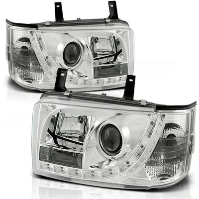 Obrázek produktu pro LED světlomety s designem denních světel, vhodné pro VW T4 Bus, rok výroby 1990–2003, chrom