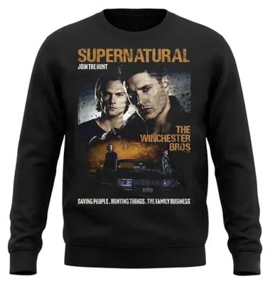 Produktbild von Supernatural - T-Shirt für Herren/Damen Uni, Langärmlig TV37580 (XL) (Schwarz)