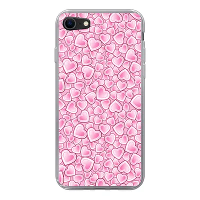 Produktbild von MuchoWow® Handyhülle Schutzhülle Hülle für iPhone SE 2022 Mädchen - Herzen - Rosa - Muster - Mädchen - Kind - Kinder Silikon Softcase Handy Hülle - Schutzhülle