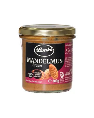 Image de Lemke Purée d'amandes brunes 300 g – 100 % amandes | Sans additifs | Vegan | Purée d'amandes brunes de Berlin