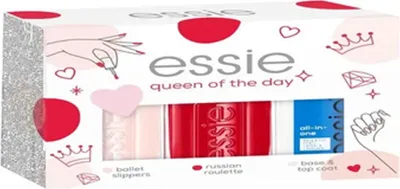 Zdjęcie produktu dla Essie Zestaw prezentowy lakierów do paznokci Queen Of The Day 13,5 ml Ballet Slippers + 13,5 ml Russian Roulette + 13,5 ml baza i top coat