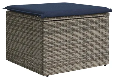 Immagine prodotto di Sgabello Giardino con Cuscino Grigio 55x55x37 cm in Polyrattan