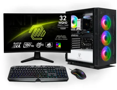 Immagine prodotto di Wildrabbit Ultra Bundle | Intel Core Ultra 7 265KF | Nvidia GeForce RTX 5070 12GB | 32GB DDR5 RAM | 1TB NVMe SSD | Windows 11 | WiFi & Bluetooth | MSI MAG 32" Curved WQHD Gaming Monitor 180Hz | Tastiera tedesca RGB di MSI | MSI Forge Mouse