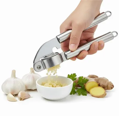 Knoblauchpresse aus Edelstahl, rostbeständig, spülmaschinengeeignet