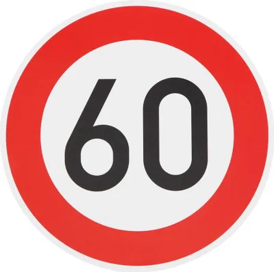 Produktbild von ORIGINAL Verkehrzeichen 60 KM/H Schild Nr. 274-60 RA1 Verkehrsschild Straßenschild Metall zum 60. Geburtstag  Geburtstagsschild 42 cm Metall mit Folie-Typ1