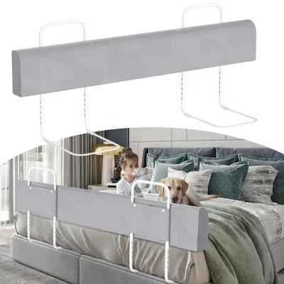 Produktbild von Peviasot 1x Bettgitter 150cm Grau, höhenverstellbares Bettschutzgitter, Kinderbettgitter Babybettgitter Rausfallschutz für Familienbett & Kinderbett