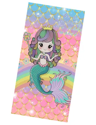 Immagine prodotto di Telo mare 70x140cm - Principessa del mare con arcobaleno