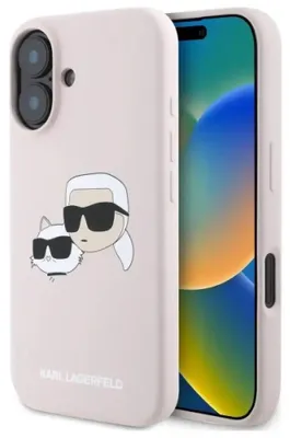Produktbild von Karl Lagerfeld Klhmp16Sskchpplp Iphone 16 6.1 Różowy/Pink Hardcase Silikon Doppelköpfe drucken Magsafe