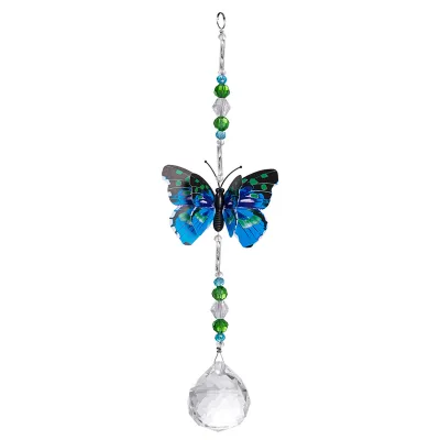 Produktbild von Fensterdeko Sonnenfänger Prismen Schmetterling hängend Kristall Anhänger Nachbildung-Blau