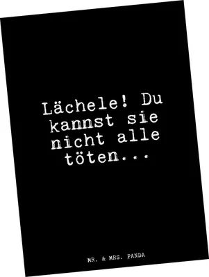 Produktbild von Mr. & Mrs. Panda Grußkarte Lächele! Du kannst sie... - Schwarz - Geschenk, Postkarten, Ansichtskarten, Glizer Spruch Sprüche Weisheiten Zitate Lustig Weisheit Worte