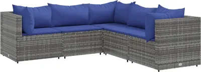 Immagine prodotto di vidaXL Set da salotto da giardino 5 pezzi con cuscini in polirattan grigio