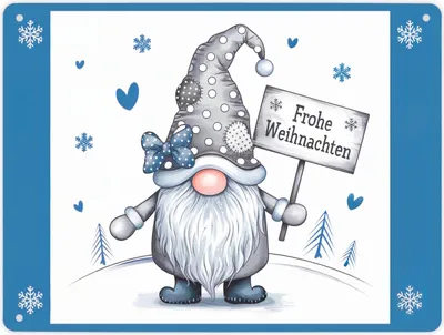 Produktbild von Weihnachtswichtel Metallschild XL in 21x28 cm - Frohe Weihnachten
