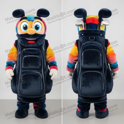 Image de Mascotte MASTICOT costume de sac de golf bleu marine