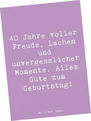 Produktbild von Mr. & Mrs. Panda Grußkarte Spruch 40. Geburtstag Freude - Lavendeltraum - Geschenk, Postkarte, Alles gut zum, besondere Geschenke, Glückwünsche, Ansichtskarte, Postkarten