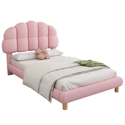 Produktbild von Polsterbett mit Lattenrost (90x200 cm), höhenverstellbarer Kopfteil, Bezug aus Vlies, Einzelbett, Jugendbett