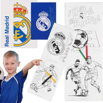 Obrázok produktu pre Real Madrid Sada na maľovanie, omaľovánky + pastelky, sada na kreslenie pre hráčov, 36 kusov