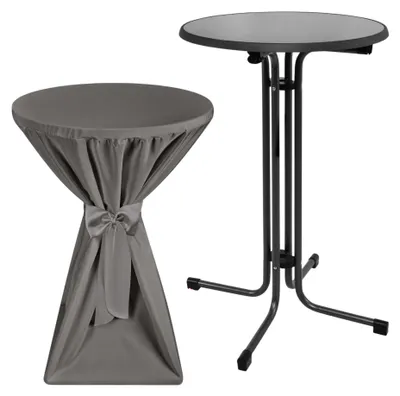 Productafbeelding van Beautissu Buitensteeltablet Sylt, inklapbaar, diameter 80 cm, grijs, met beschermhoes