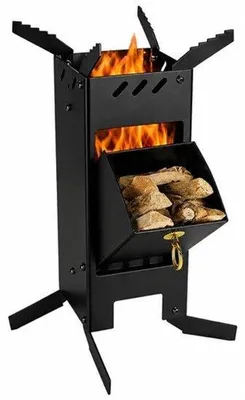 Produktbild von Mini-Holzofen, Outdoor-Campingzelt, Raketenofen, Faltbarer Zeltkocher, Tragbarer Raketenofen für Camping, Grill, Dutch Oven, Outdoor (schwarz)