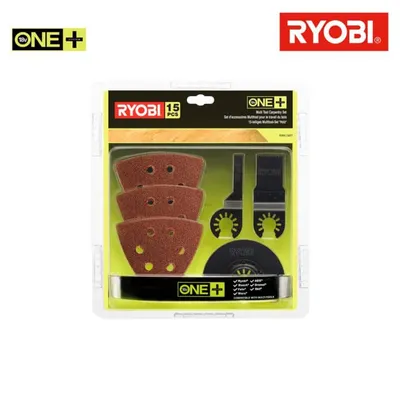 Immagine prodotto di Ryobi RAK15MT Set di accessori multiutensile da 15 pezzi per RMT1801M con supporto universale