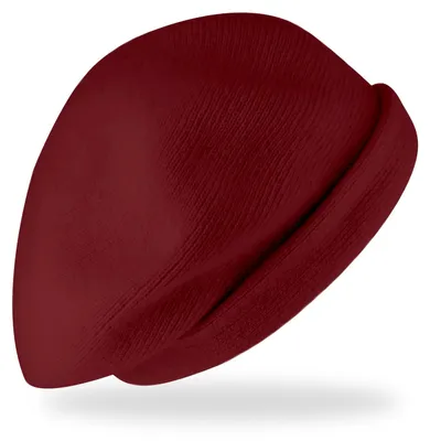 Fiebig weiche Strickbaske aus Lammwolle unifarben für Damen in rot