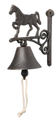 Produktbild von Türglocke aus Gusseisen mit Pferd Wandglocke, Handglocke, Wandmontage