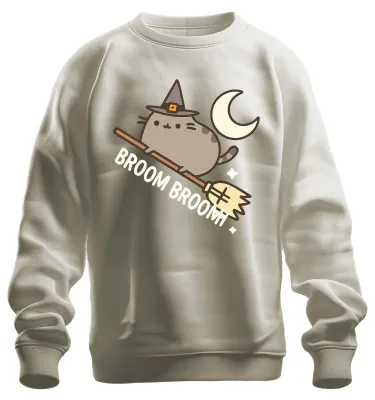 Immagine prodotto di Cute Witch Cat Cute Broom Halloween Moon Cartoon Cat Star Felpa Unisex Pullover, Nature, XXL
