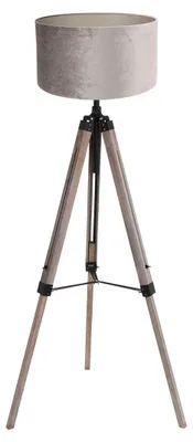 Obrázok produktu pre Mexlite - lampa stojaca - Triek - čierna - drevo zamat - Ø 75cm - E27 - 4106ZW