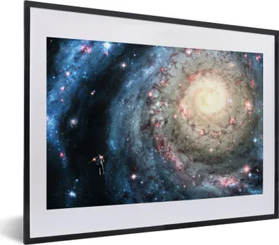 Produktbild von MuchoWow® MuchoWow® Gerahmtes Poster Illustration der Galaxie Milchstraße 40x30 cm - Poster mit zchwarzem Bilderrahmen - Bilderrahmen - Poster im Rahmen