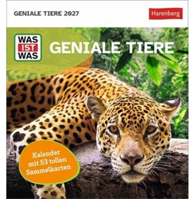 Produktbild von WAS IST WAS Geniale Tiere Postkartenkalender 2027 - Kalender mit 53 Sammelkarten