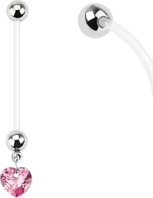 Produktbild von Schwangerschaftspiercing: Bio Flex Piercing für Schwangere „Zirkonia Herz“ Pink