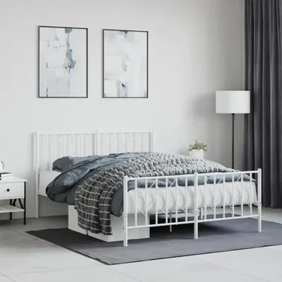 Immagine prodotto di Maison Exclusive - Letto con testiera e pediera in metallo bianco 140x190 cm