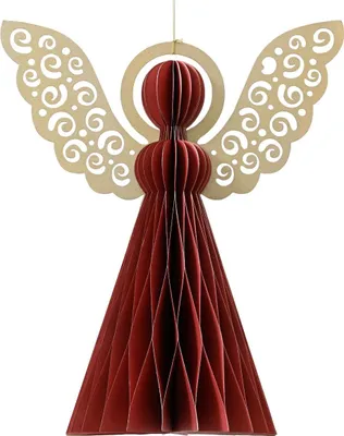 Produktbild von Festliche Dekofigur aus Papier, Rot, 40 cm hoch, zum Hinstellen oder Aufhängen