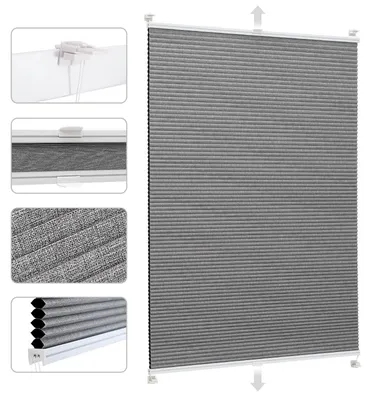 Produktbild von Sekey Wabenplissee ohne Bohren 75x130cm Doppelplissee Grau mit Textiloptik Plissee Klemmfix 100% Verdunklung & Sonnenschutz Faltrollo Klemmfix für Fenster & Tür