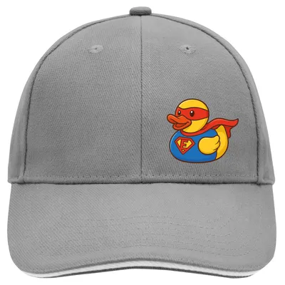 Produktbild von Huuraa Cappy Mütze Quietscheente Superheld Gummiente Hero Dark Grey/White Baumwolle 6-Panel Kappe Geschenkidee