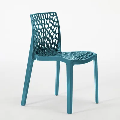 Produktbild von Grand Soleil Gruvyer Stapelbar Polypropylen Küche Bar Stühle - Blau 3