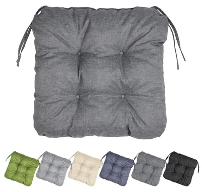 Produktbild von Garronda Stuhlkissen 40x40 cm ca. 4 cm dick Sitzkissen Outdoor für Gartenbank und Hollywoodschaukel Polster Auflage für Sitzbank wasserabweisend UV-beständig mit Bändern GD-0221 Graphit