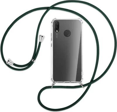 Produktbild von Handykette Backcover-Schutzhülle mit Band (Metall silberfarben) für Huawei P Smart Plus, nova 3 / 3i - dunkelgrün