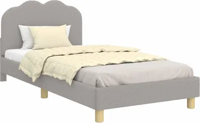 Obrázok produktu pre Detský rám na posteľ s čelom Svetlosivá 90 x 190 cm Bouclé