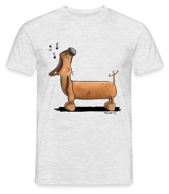 Produktbild von Spreadshirt Jaulender Dackel Comic Dachshund Männer T-Shirt, 5XL, Grau meliert