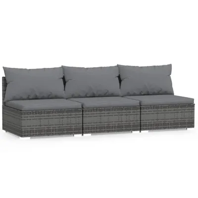 Zdjęcie produktu dla 3-osobowa sofa z poduszkami, szara, polirattan