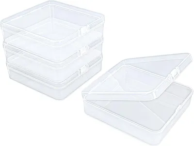 Zdjęcie produktu dla Pojemniki Organizacyjne 4 Sztuki, Kwadratowe, 125x125x35 mm, Wytrzymały Plastik PP, do Małych Przedmiotów