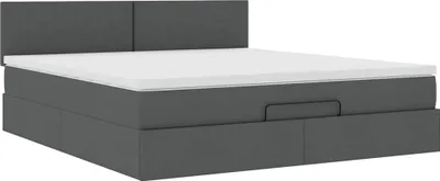 Produktbild von Ottoman-Bett mit Matratze Dunkelgrau 180x200 cm Stoff