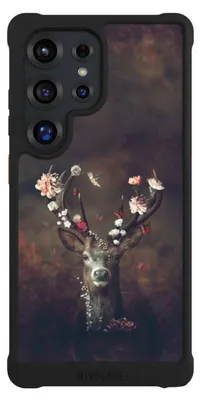 Produktbild von NIVOCASE Hülle für Samsung Galaxy S25 Ultra  Stoßfeste Handyhülle NIVOmax Case Schwarz Blumen Rehe Rentier