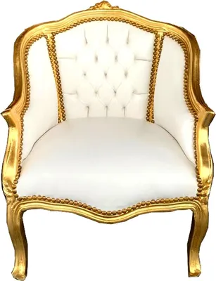 Produktbild von Casa Padrino Barock Damen Salon Sessel Weiß Kunstleder / Gold - Salon Möbel