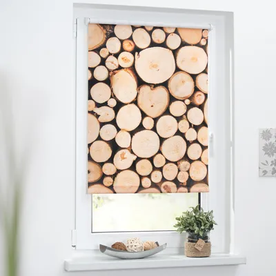 Obrázek produktu pro Roleta na okno Lichtblick bez vrtání hnědý stoh dřeva 80x150 cm včetně upínacích držáků