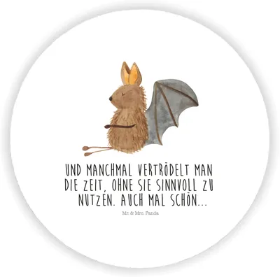 Produktbild von Mr. & Mrs. Panda Kühlschrankmagnet Fledermaus Sitzen - Weiß - Geschenk, Motivation, Fledermäuse, Magnetpin, Entspannen, wandmagnet, rundmagnet, Lustige Sprüche